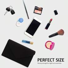 Clutch Purse Women Evening Bags Handbags Wedding Party Cocktail Prom Faux Suede Crossbody Shoulder Bag - Đen-2 - Xem 3