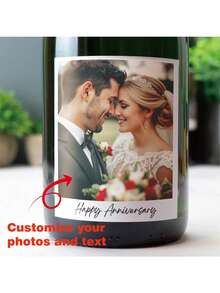 12/24pcs Customized Photo Wine Label Stickers, Personalized Gifts For Couples, Birthday, Anniversary, Wedding, Also Suitable For Prosecco Champagne. Product Size: 3.93x3.93 Inches - White - View 7