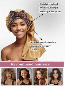 2pcs Bonnets Set,Satin Long Bonnet For Women, Adjustable Sleep Cap With Tie Band,Long Bonnet For Curly Or Dreadlocks Hair,Large Braid Bonnet Silky Hair Cap For Locs Women Sleeping.(Random Print)