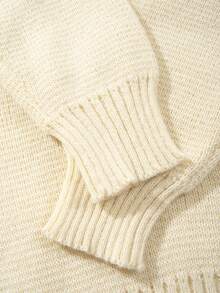 男士休闲宽松纯色套头衫，百搭优质口袋设计长袖圆领针织上衣，适合通勤，秋冬