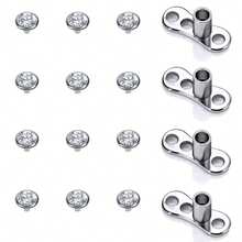 16pcs Stainless Steel Punk Style Hypoallergenic Crystal Body Piercing Jewelry Set, Suitable For Daily Wear By Men And Women