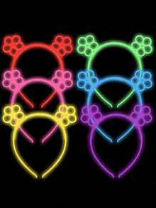 6个霓虹皇冠头箍，生日、节日派对发光装饰，夜光头箍，返校季、情人节霓虹服装配饰 - 彩色 - 查看 9