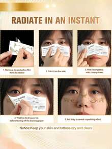 6pcs Colorful Butterfly Temporary Tattoo Stickers, Waterproof Glitter Eye Makeup Stickers, Suitable For Halloween, Valentine's Day, Festival Parties, Prom, Dates And Other Occasions - Multicolor - View 7