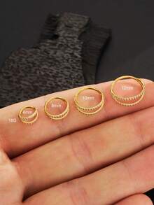 1 pieza Aro de cartílago nasal doble Aro de septum de acero inoxidable Joyería de perforación coclear Aro de septum Pendiente de cartílago Helix Trágus Oro Plata 18G 16G 8mm 10mm Uso diario/Viaje/Fiesta/Baile, Día de la Madre, San Valentín, Navidad, Regalo de joyería de cumpleaños para mujeres