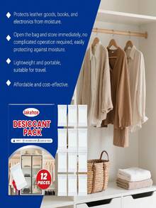 2pcs/Pack Household Desiccant, Wardrobe, Shoe Cabinet, Car Interior Moisture Absorber, Odor Eliminator, Prevents Mold, Damp, Mildew, Ideal For Home, Dorm, Furniture, Books, Solves Indoor Humidity Issues