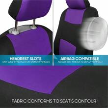 PolyPro Car Covers Full Set In Gray On Black, Front And Rear Split Covers, Easy To Install Car Seats Cover Set And Accessories Auto Trucks Van SUV - Gray - Purple - View 8