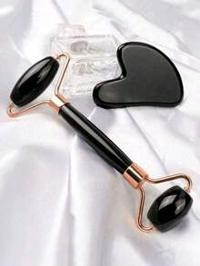 2pcs Facial Beauty Massage Tool Set, With Roller Massager And Scraping Board, Facial Massage Tools, Can Also Be Used For Body And Back, Pink/White/Black Optional, Christmas Gift.