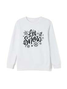 Mommy And Me Matching Christmas Sweatshirts Family Matching Xmas Outfits Long Sleeve Crewneck Let It Snow/Merry Christmas/Merry Bright Letter Print Sweatshirts Pullover Tops Winter Fall Clothes - 白色 - 查看 8