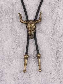 1 chiếc vòng cổ kim loại hợp kim phong cách cao bồi miền Tây cổ điển, dây chuyền dài bằng da bện Gothic hình đầu bò nổi cá nhân hóa dành cho nam - đầu bò - Xem 12