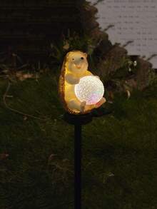 1pc Modern Creative Cute Hedgehog Resin Solar LED Garden Light, Suitable For Outdoor Use, With Ground - Multicolor - View 3