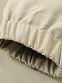 1 件卡其色纯色春秋男士夹克，翻领，袖口抽绳，拉链开合，简约插肩袖男士夹克 - 卡其色 - 查看 7