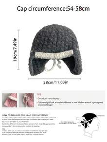 1pc Vintage Mixed Color Knitted Earflap Hat, Warm & Versatile For Women In Autumn/Winter