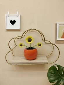 1pc Modern European Style Iron Wall Mounted Shelf - Fashionable Geometric Design, Suitable For Home And Office Decor And Storage