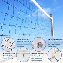 Red de voleibol portátil de 9,5 m x 1 m, borde de lona con doble costura, resistente y duradera, hecha de cuerda de acero, adecuada para deportes en piscinas enterradas en interiores y exteriores, red de reemplazo de playa portátil (poste no incluido)