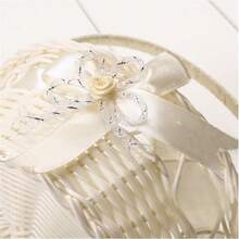 Decorative Flower Basket, Flower Girl Basket, Simple & Fresh Handwoven Round Basket, Party Gift Basket - Multicolor - View 6