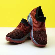 Damskie różowe, codzienne, amortyzowane, amortyzujące, wsuwane tenisówki z dzianiny typu skarpetka, wygodne obuwie do tańca