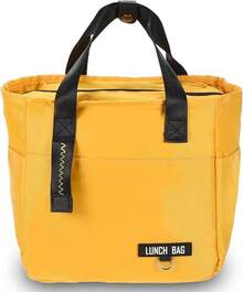 Lonchera Termica Impermeable - Bolsa de Almuerzo Aislada Porta Alimentos Nevera Portátil, Hermética Porta Fiambrera Plegable Hielera con Bolsillos Laterales, A Prueba de Fugas para Adultos Mujer - Amarillo - Ver 12