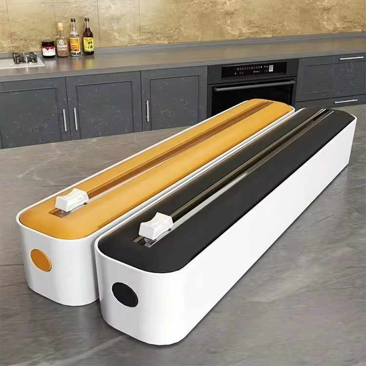 Multi-Functional Kitchen Cling Wrap Cutter, Can Cut Plastic Film, Sharp Blade Can Cut Aluminum Foil, Comes With Non-Slip Storage Box, Can Be Firmly Fixed On Tabletop And Wall - Multicolor - View 1