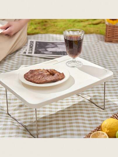 可折叠便携式紧凑型桌子，轻质塑料多功能桌子，公寓，家用书桌，适用于卧室，办公室，露营和旅行 - 节省空间的设计无需组装，多色可选，现代简约风格，兼容笔记本电脑，书籍和零食的理想礼物。