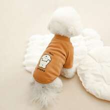 Fleece-Lined Dog Sweatshirt, Cute Cartoon Puppy Design, Warm Base Layer, Reversible Double-Sided Sherpa High Collar Pet Clothing, Autumn/Winter