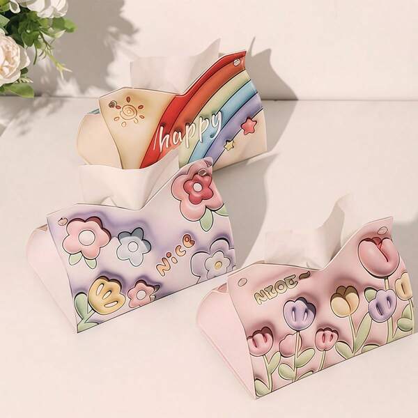 1 Stück Taschentuchbox aus PU-Leder, rechteckiger Taschentuchhalter, Feuchttücherhalter für Badezimmer, Wohnzimmer, Schlafzimmer, Schminktisch, Büro, Schreibtisch, Wohnmobil