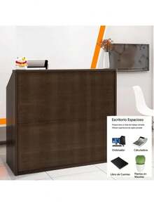 Mostrador Recepción Caja Multifunción Con Cerradura Cajones - Marrón - Ver 5