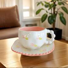 创意咖啡杯碟套装 优质手工陶瓷水杯 手绘简约下午茶杯 拿铁杯 卡布奇诺杯