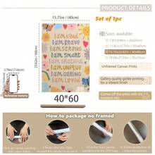 1 buc., Tablou de perete pe pânză, Decor pentru camera copiilor înrămat, Poster cu afirmații pentru copii, Imprimeu cu tematică florală, Imprimeu personalizat pentru dormitorul copiilor, Artă de perete personalizată pentru fete, Imprimeu pentru camera de joacă pentru fete, Decor pentru camera copiilor, Floral, Stil boem, Decor pentru camera copiilor, Decor pentru camera maternității