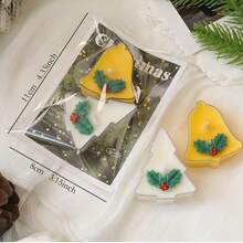 2pcs Christmas Decorations, New Christmas Scented Wax Candles, Suitable For Christmas Party, Desktop Atmosphere, Bedroom, Holiday Gift For Women, Creative Christmas Tree, Green, Yellow, Gold, Moon, Wreath, Bell, Moon, Small Candles, Christmas Fragrance Wax Candles Home Decor Room Decor, Christmas Gifts - Christmas Tree Bells - View 5