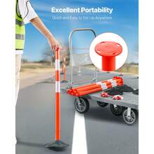 2 Pack Traffic Delineator Posts, 34 In Traffic Safety Cones With Weighted Base, Reflective Strips And Chain, Heavy Duty Delineator Posts For Construction Site, Parking Lot, Crowd Control, Red - 2-piece Set - View 4