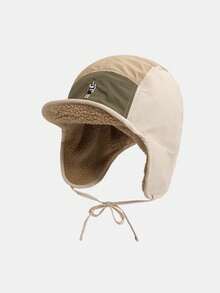 1pc Contrast Color American Cartoon Embroidered Winter Trapper Hat, Thick Warm Ear Protection Fleece Aviator Pilot Cap Autumn Decor - A - View 15