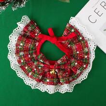 1pc Pet Christmas Scarf, Breathable And Non-Irritating, Checkered Design With Bell Charm And Bow, Assorted Styles (Gold Check, Red/Black Check, Green/Black Check, Black/White Check), Suitable For All Seasons To Keep Your Pet Fashionable And Adorable - Multicolor - View 13