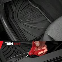 FlexTough Performance All Weather Rubber Car Floor Mats - 3 Piece Floor Mats Automotive Liners Truck SUV, Heavy - Duty Waterproof Black - 純黑色+墊子 - 查看 3