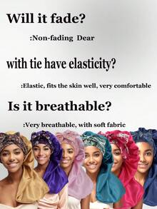 2pcs Bonnets Set,Satin Long Bonnet For Women, Adjustable Sleep Cap With Tie Band,Long Bonnet For Curly Or Dreadlocks Hair,Large Braid Bonnet Silky Hair Cap For Locs Women Sleeping.(Random Print)