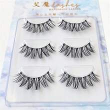 3 Pairs Faux Mink Lashes 3D Transparent Stem Mink Lashes Invisible Band Natural Black Faux Mink False Eyelashes Full Strip Reusable, Long Transparent Stem False Lashes Cat Ear Fine Stem European And American Makeup Mixed Blood Eye Makeup Chemical Fiber Thick Lx9 Devil 3 Pairs, Transparent Stem False Eyelashes Crossed Natural Thick Elongated Fine Stem Cross-Border Southeast Asia New C47