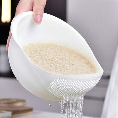 厨房洗米机，洗米工具，家用厨房蔬果沥水篮，细网洗米筛过滤器，塑料洗米碗