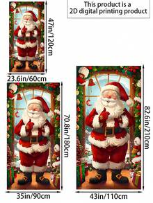 Copertura per porta natalizia con Babbo Natale e regali - 90 x 180 cm, in poliestere, decorazione natalizia per uso esterno e per feste