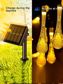 1pc/200/100pcs LED Solar Curtain Water Drop Light Light Outdoor Light, 8 Lighting Modes Fairy Light Christmas Party Wedding Home Bedroom Garden Wall Decoration, IP65 Outdoor Lighting For Festival, Christmas Decoration, Outdoor Waterproof Garden Lawn Patio Bubble Ball Colored Light, Christmas Decorative Light