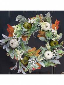 1pc/Halloween Thanksgiving Autumn Simulation Garland Frost Leaf Pumpkin Pendant Door Decoration Window Decoration Props - Multicolor - View 3