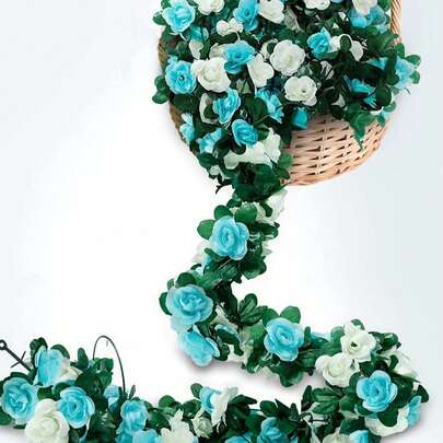 1/3PCS 人造花玫瑰藤蔓婚礼场地装饰家居卧室客厅浴室壁挂装饰材料户外花园学校生日派对用品情人节装饰新年