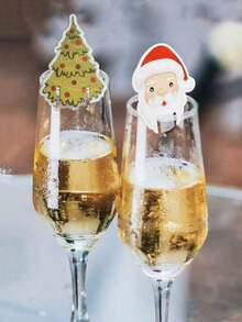 60/80个2025圣诞快乐香槟酒杯帽子卡片，圣诞派对晚宴纸质标签座位卡餐桌装饰，家居装饰 - 彩色 - 查看 5