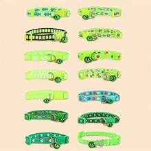 [Pet Collars] 5pcs Random Pet Collars With Bells | Adjustable Cartoon Patterns For Small Cats And Dogs | PP Material, Without Battery