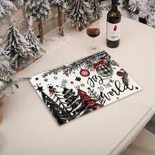 Față de masă de Crăciun cu bile de pin roșu, 4/6 piese, 30x45cm, potrivită pentru decorarea petrecerilor, bucătăriei și restaurantului