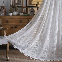 Sutuo Home White Crochet Boho Curtain 96 Inches Long, Sheer Lace Handmade Tassels Knitted Window Treatment Vintage Rustic Bohemian Farmhouse Drape For Bedroom Rod Pocket 1 Panel 59" W X 96" L - 白色鉤針編織59寬x96公升1包 - 查看 1