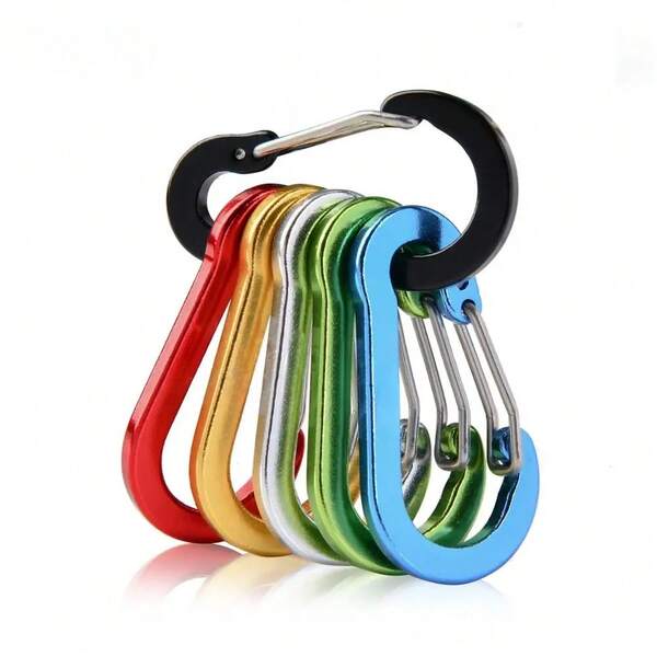 6pcs Fishing Steel Small Aluminum AlloyCarabiner Clips Outdoor Camping Multi Tool Fishing Acessories Hook Key Chain
