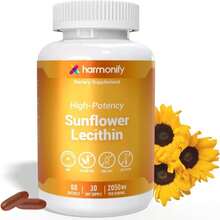 HARMONIFY Sunflower Lecithin Wellness Supplement, 2050 Mg High-Potency, Non-GMO &Amp; Gluten-Free, 60 Softgels, Proudly USA Company - 白色的 - 查看 1