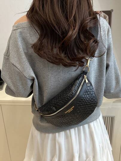 Women's Solid Color PU Leather Waist Bag, Retro Fashion Chest Bag, Underarm Bag, Spring/Summer New Casual One Shoulder Crossbody Small Bag, Versatile Minimalist Chest Bag