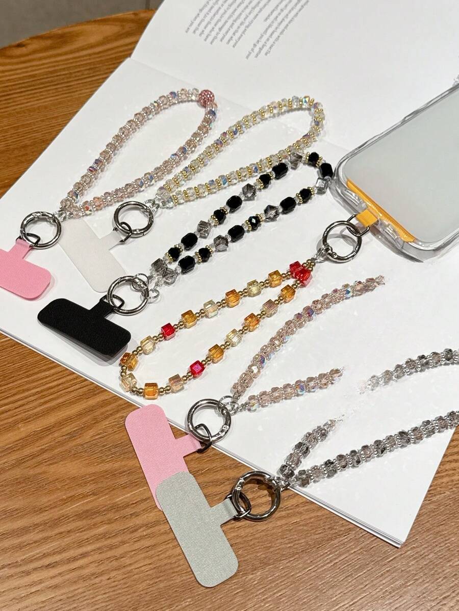 Correa de muñeca desmontable de cristal de lujo y alta gama, funda de teléfono, llavero de coche, colgante de bolso