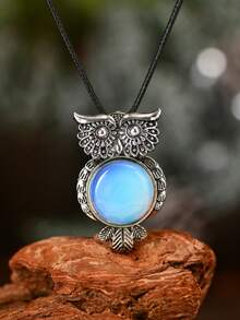 1/5/10 件时尚金属镶嵌天然水晶猫头鹰吊坠项链，天然紫水晶适合女性日常佩戴 - 貓頭鷹 - 查看 23