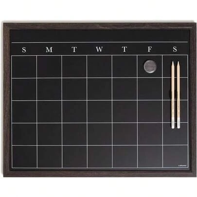 Magnetic Chalk Calendar Board 20x16 Rustic Wood Style Frame Includes Chalk Pencils And Magnet